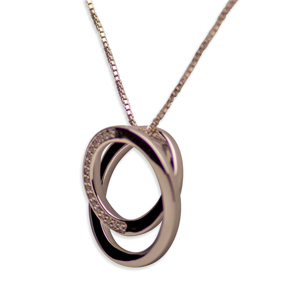 3D Infinity Circle Rhodium Plated Sterling Silver Pendant Necklace