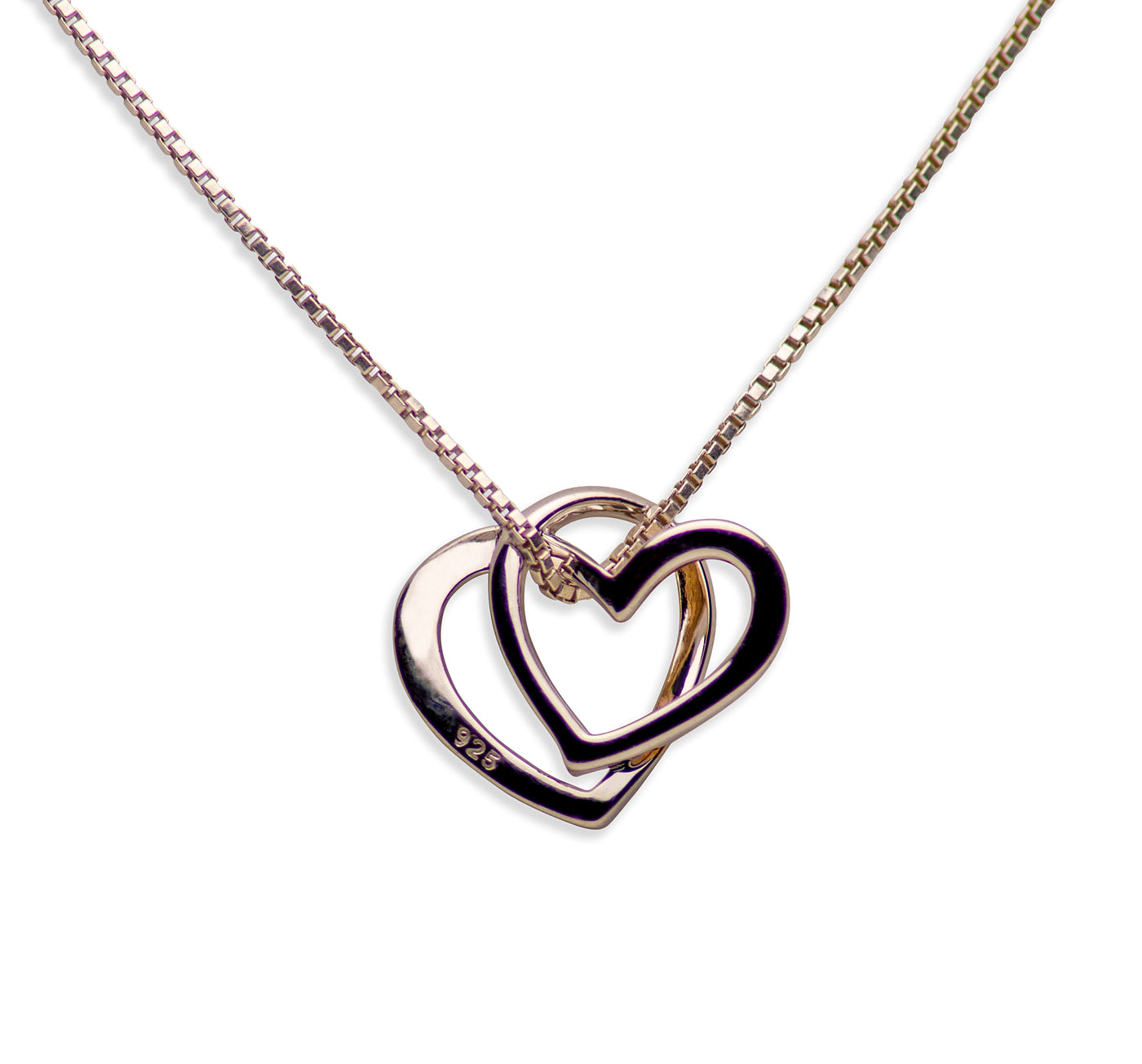 14K Gold Plated Sterling Silver 3D Heart Pendant Necklace