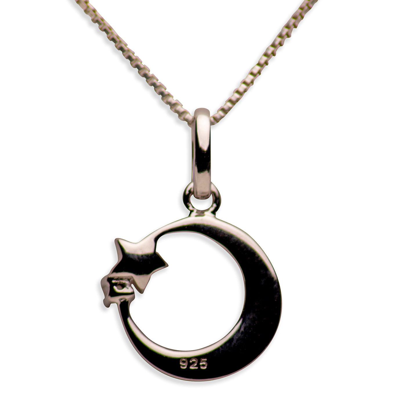 14K Gold Plated Sterling Silver 3D Moon & Start Pendant Necklace