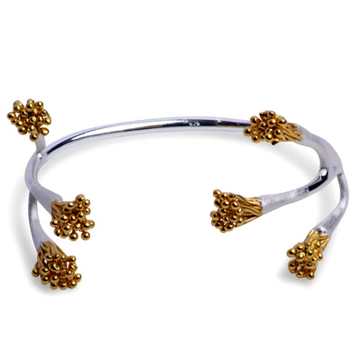Tree Branch Bangle in Matte Sterling Silver & 18K Yellow Gold Plating