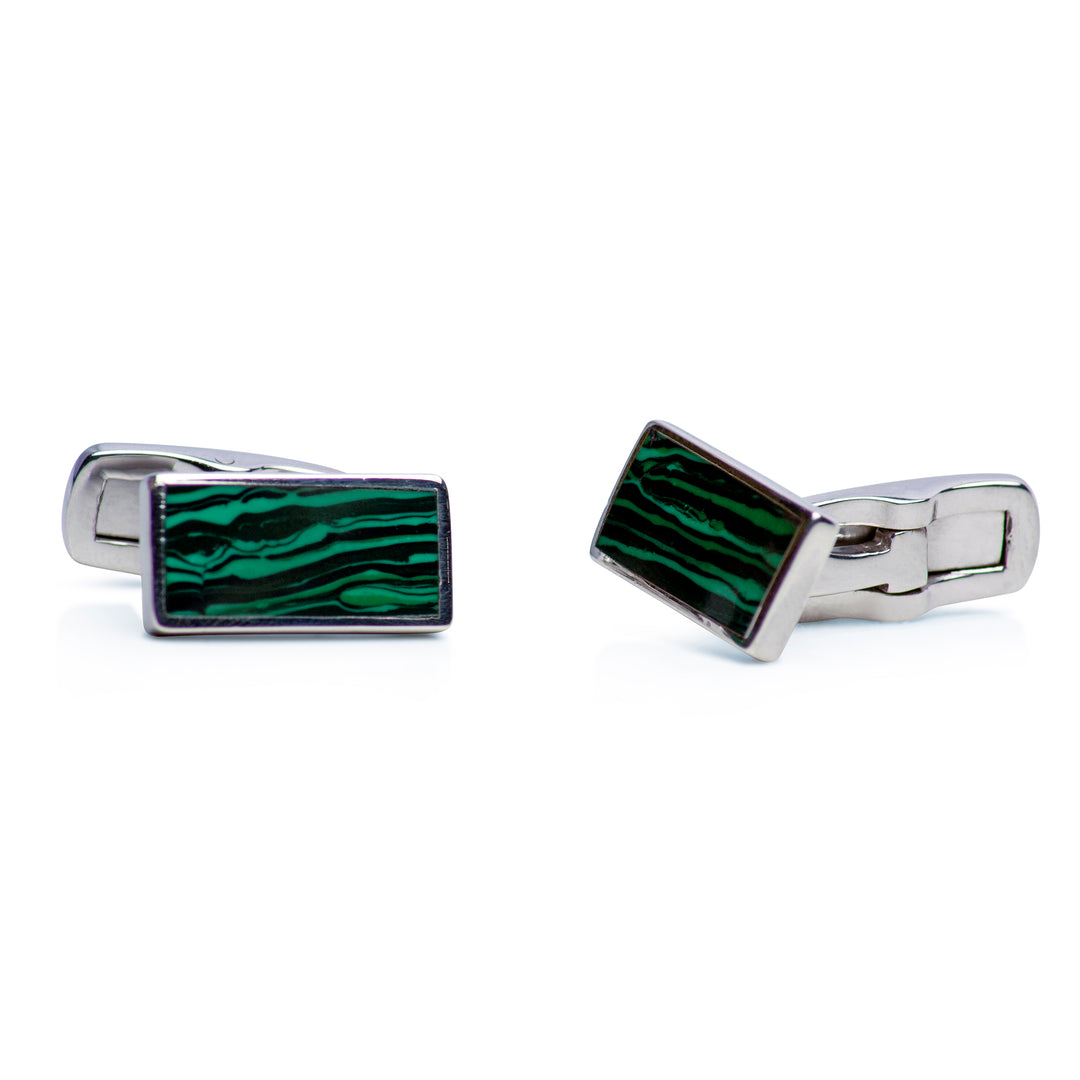 Created Malachite Sterling Silver Cufflinks | SilverAndGold