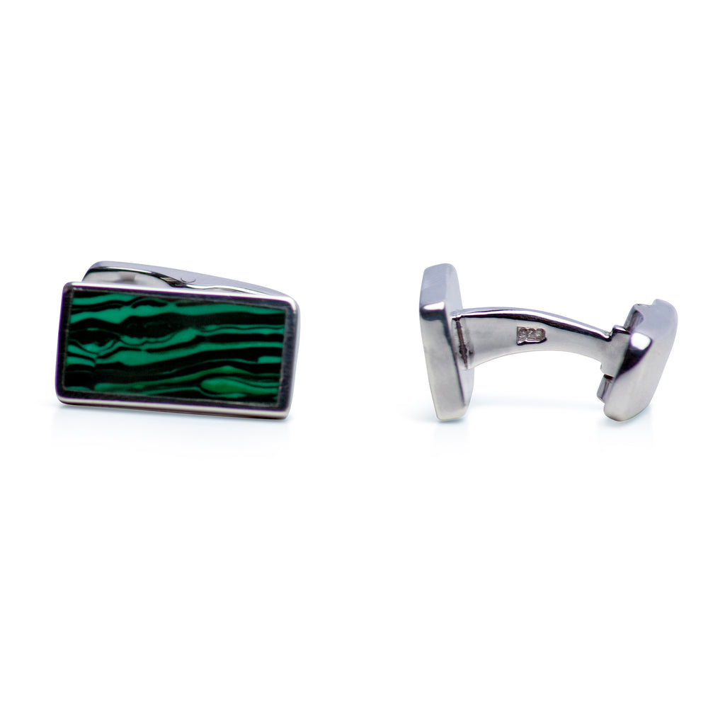 Created Malachite Sterling Silver Cufflinks | SilverAndGold