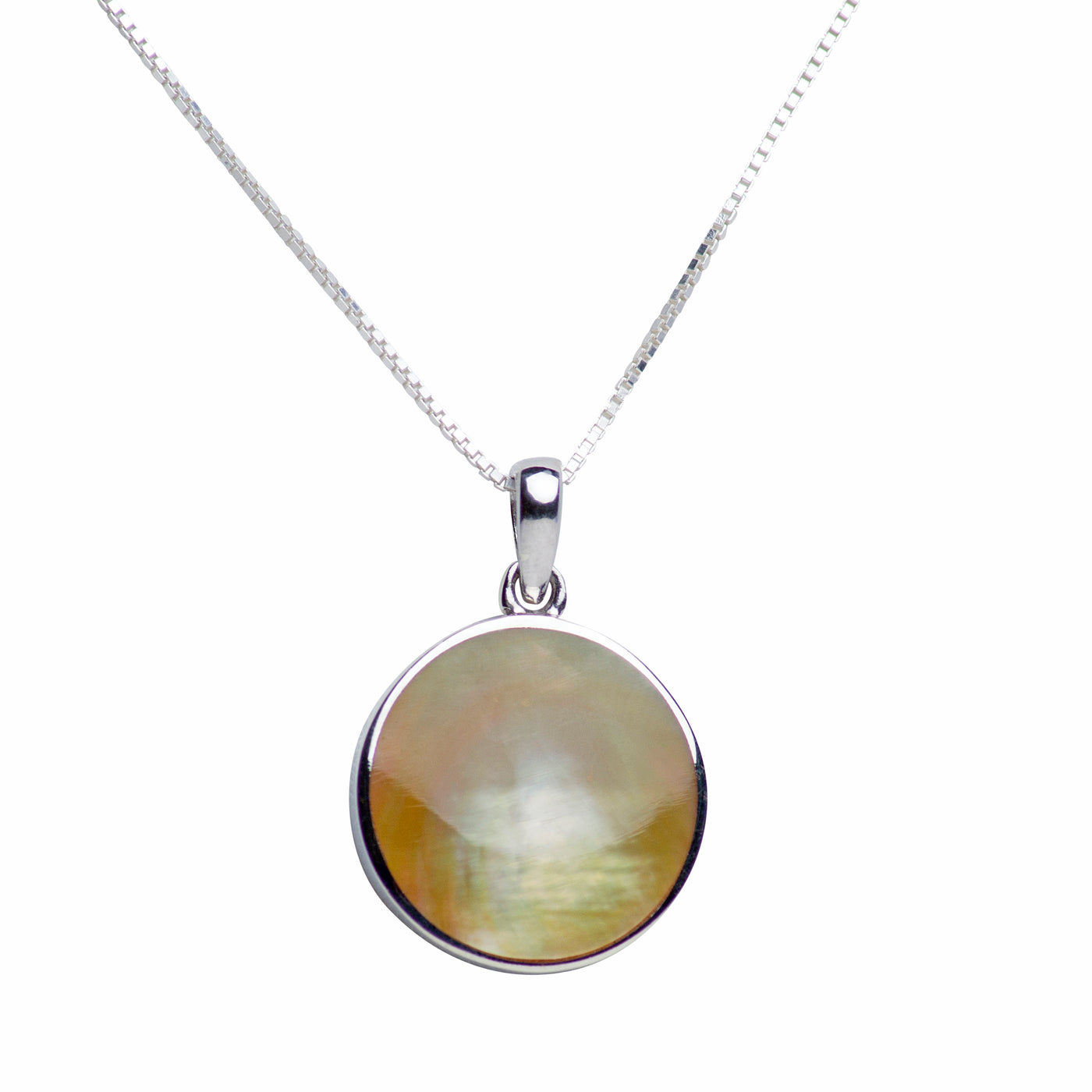 Gold Mother of Pearl Sterling Silver Tree of Life Pendant Necklace