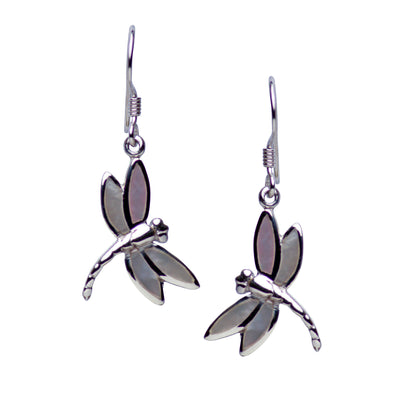 Sterling Silver White Dragonfly Earrings | SilverAndGold
