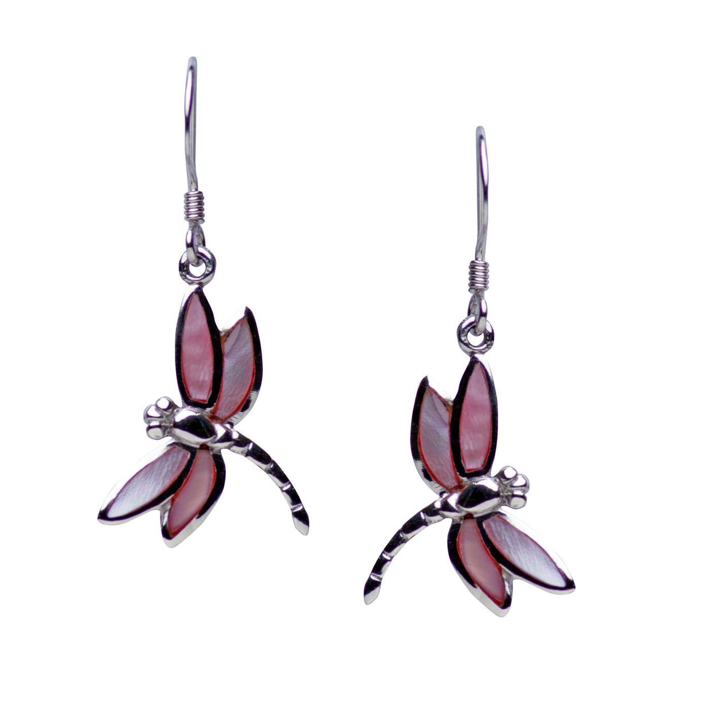 Sterling Silver Pink Dragonfly Earrings | SilverAndGold