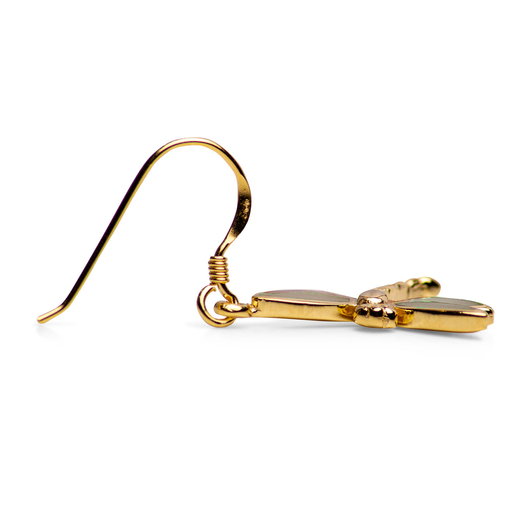 Gold Plated Created Turquoise Dragonfly Earrings | SilverAndGold