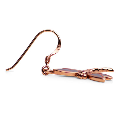 14K Rose Gold Plated Purple Dragonfly Earrings | SilverAndGold