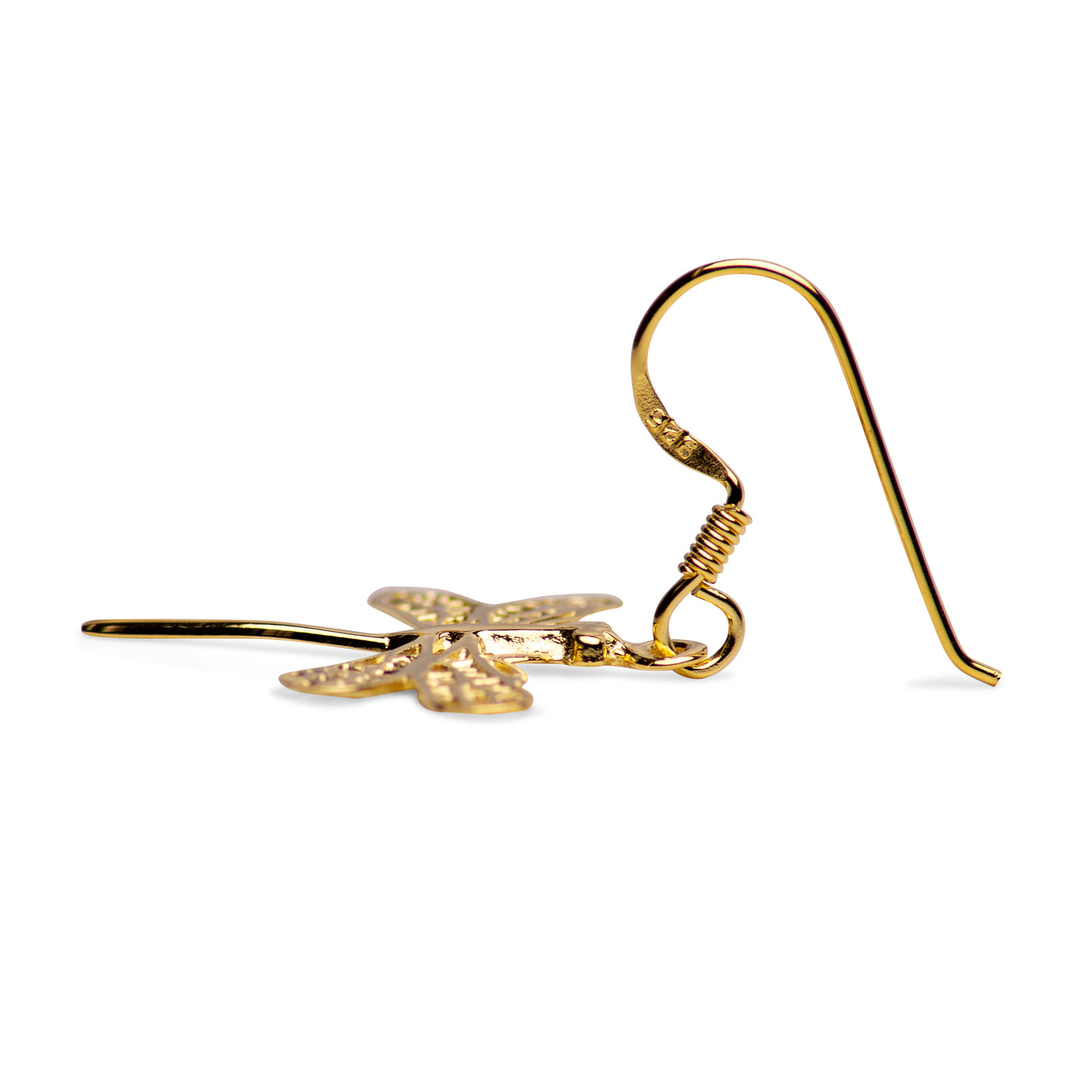 14K Yellow Gold Plated Dragonfly Earrings | SilverAndGold