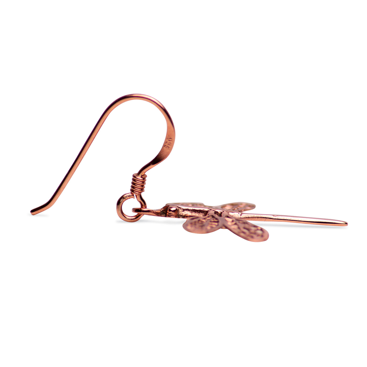14K Rose Gold Plated Sterling Silver Graceful Dragonfly Earrings