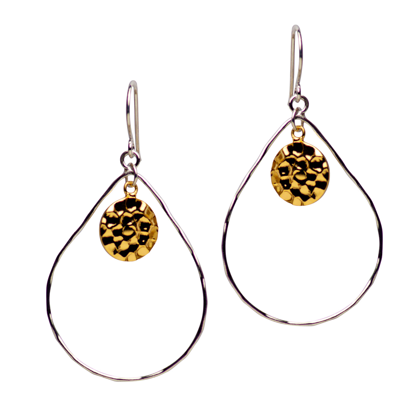 14K Gold Plated Hammered Dangle Chandelier Earrings | SilverAndGold