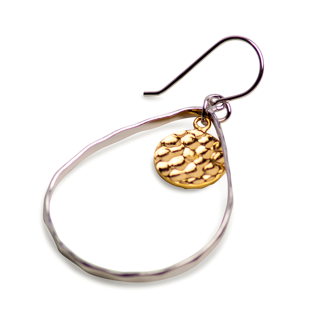 14K Gold Plated Hammered Dangle Chandelier Earrings | SilverAndGold