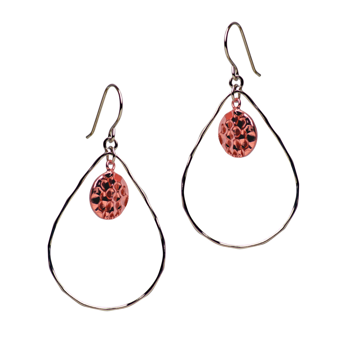 14K Rose Gold Plated Hammered Chandelier Earrings | SilverAndGold