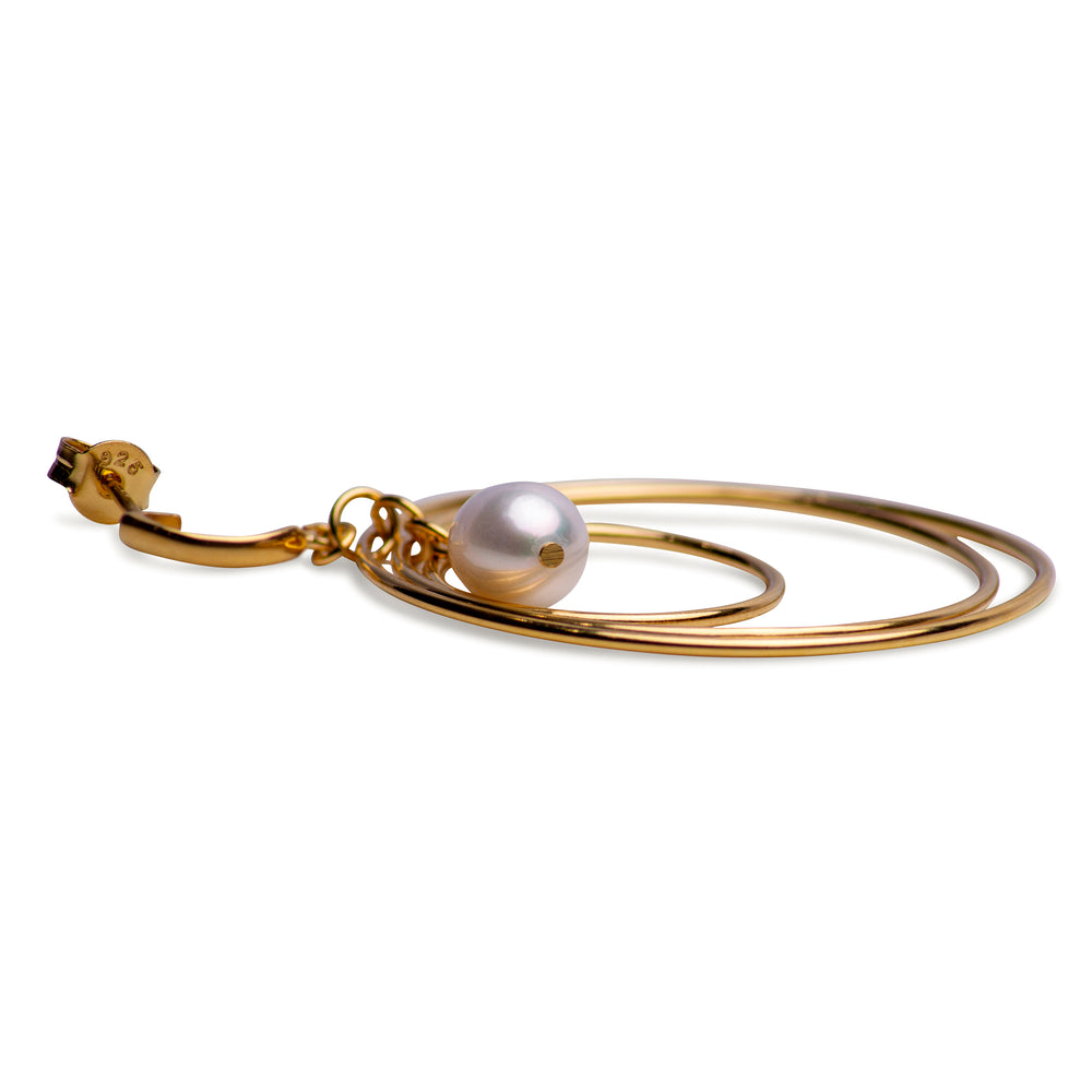 14K Gold Plated & Pearl Circle Dangle Earrings | SilverAndGold