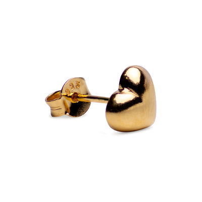 14K Yellow Gold Plated Heart Stud Earrings | SilverAndGold