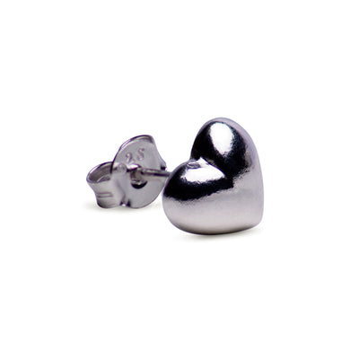6MM Sterling Silver Heart Post Earrings | SilverAndGold