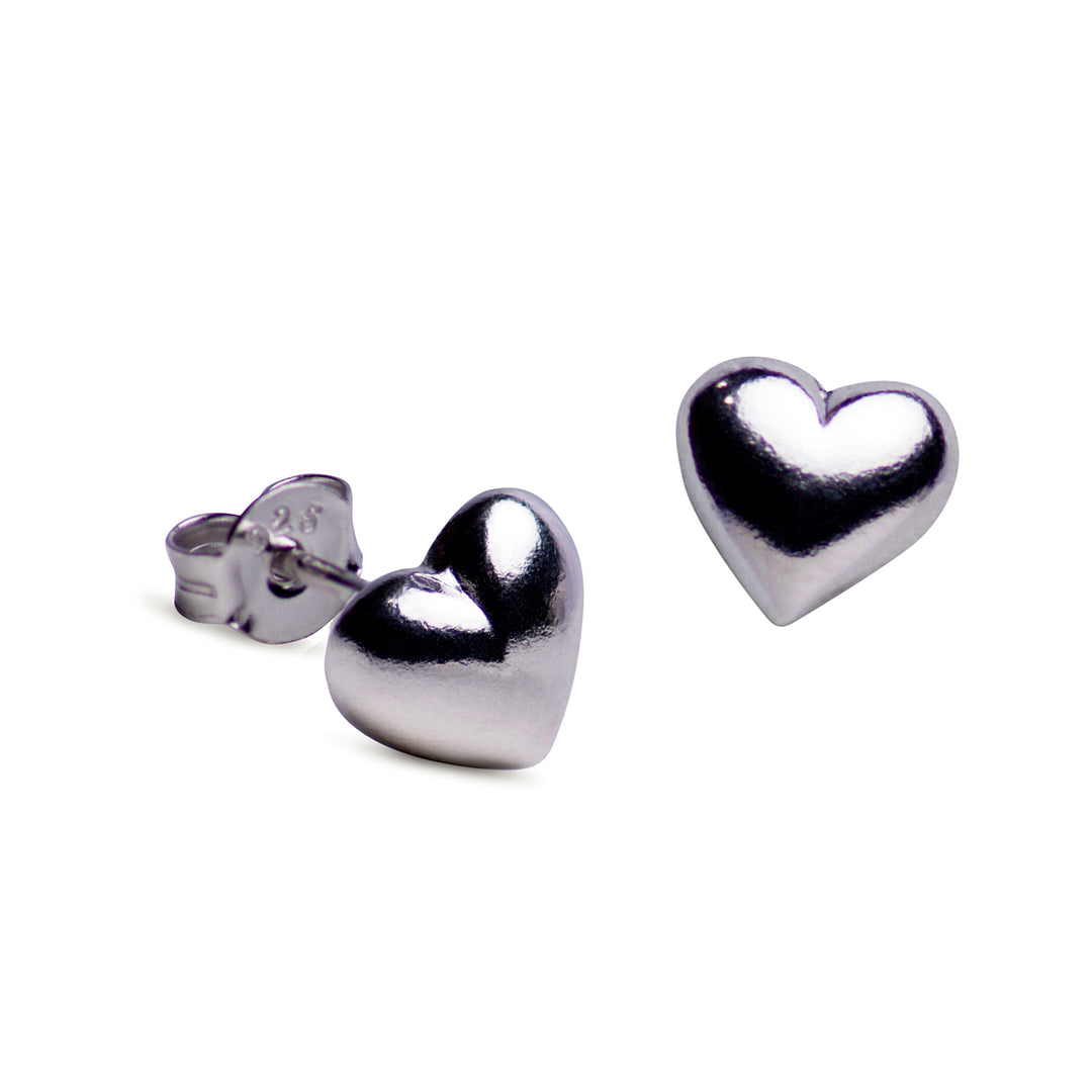 6MM Sterling Silver Heart Post Earrings | SilverAndGold