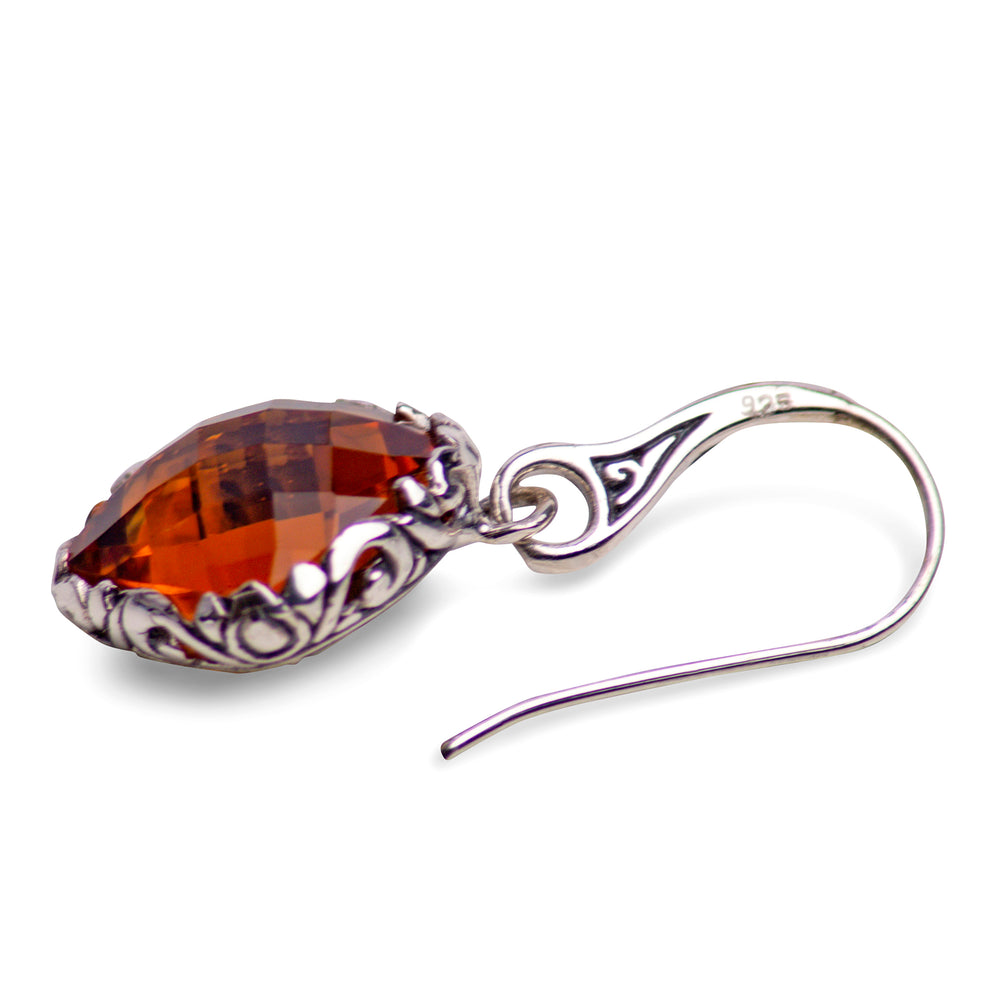 Citrine Quartz and Sterling Silver Dangle Earrings