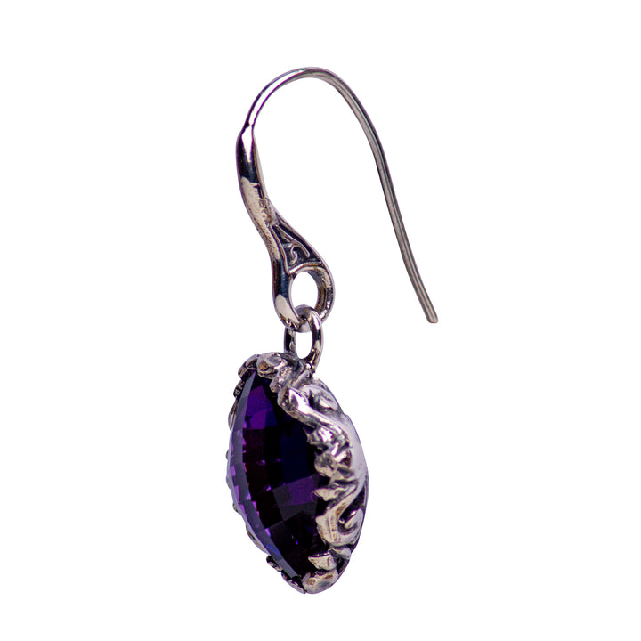 Deep Purple Amethyst Quartz and Sterling Silver Dangle Earrings