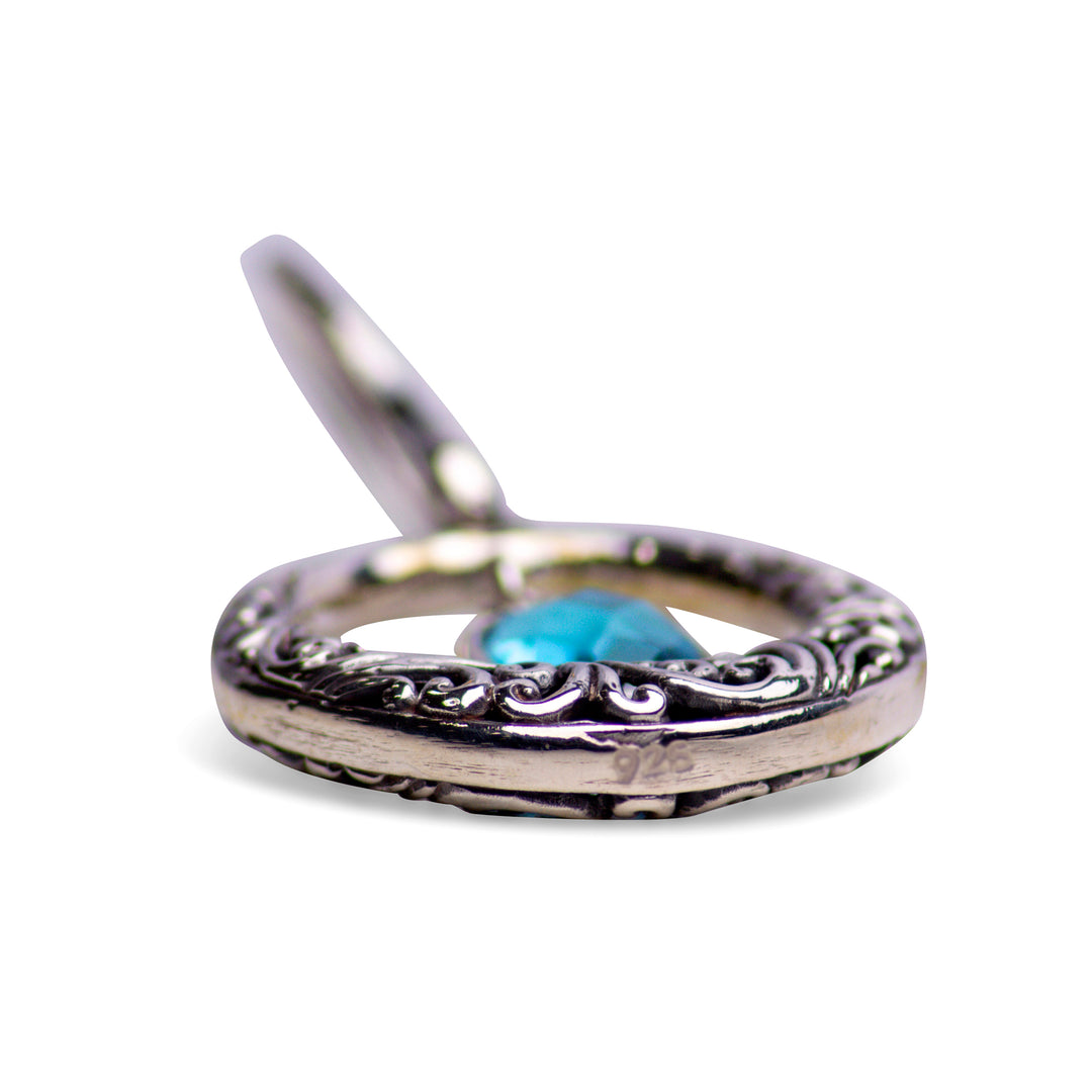 Halo Design Blue Topaz Quartz and Sterling Silver Dangle Earrings