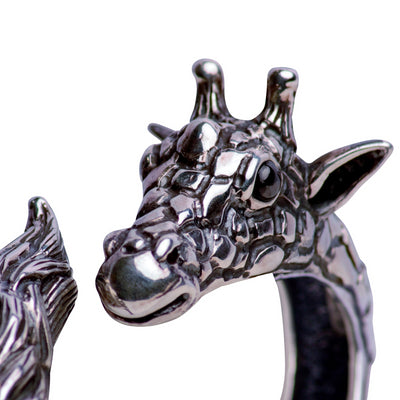 Giraffe Hinged Silver Cuff Bracelet