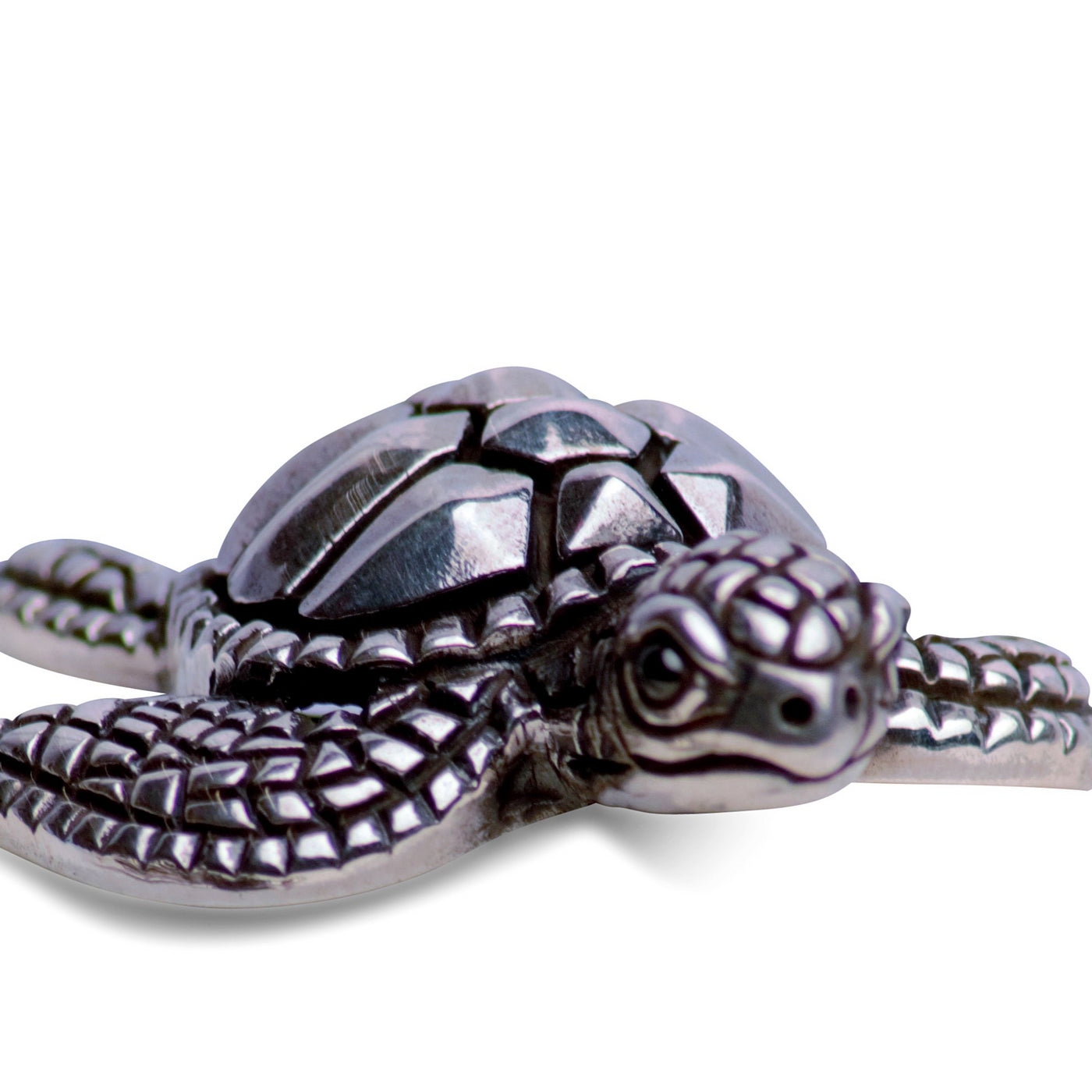 Large Double Turtle Silver Cuff Bracelet