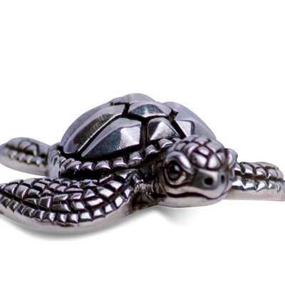Double Turtle Silver Cuff Bracelet