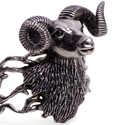 Ram Head Silver Cuff Bracelet