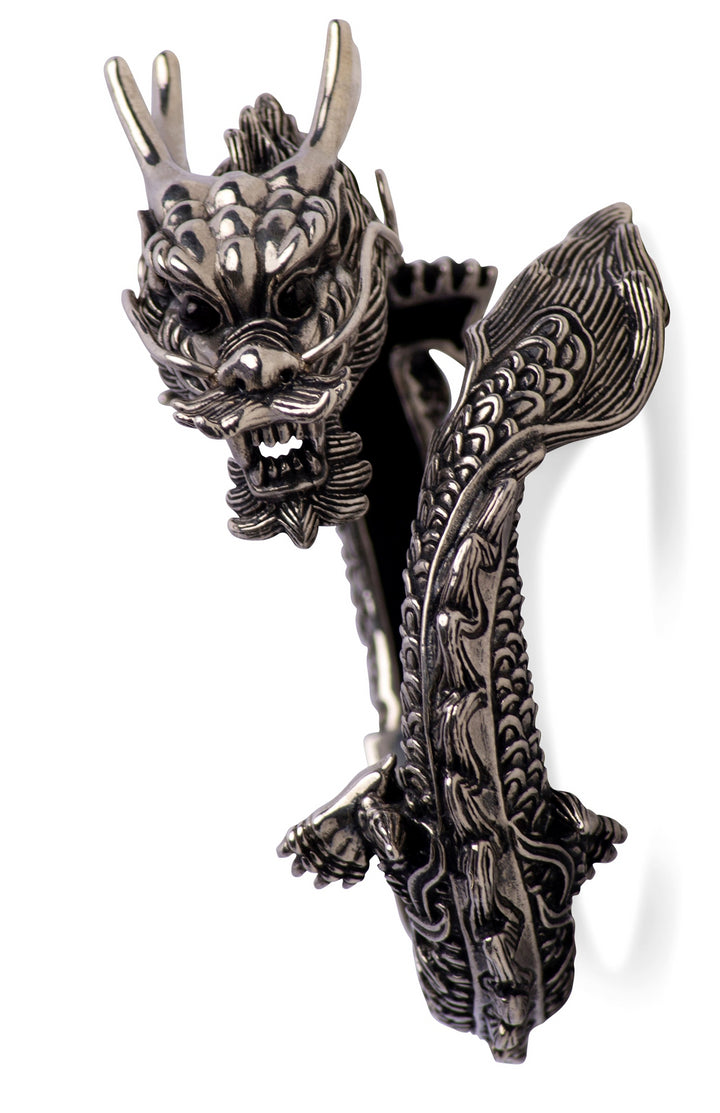 Dragon & Tail Hinged Silver Bracelet