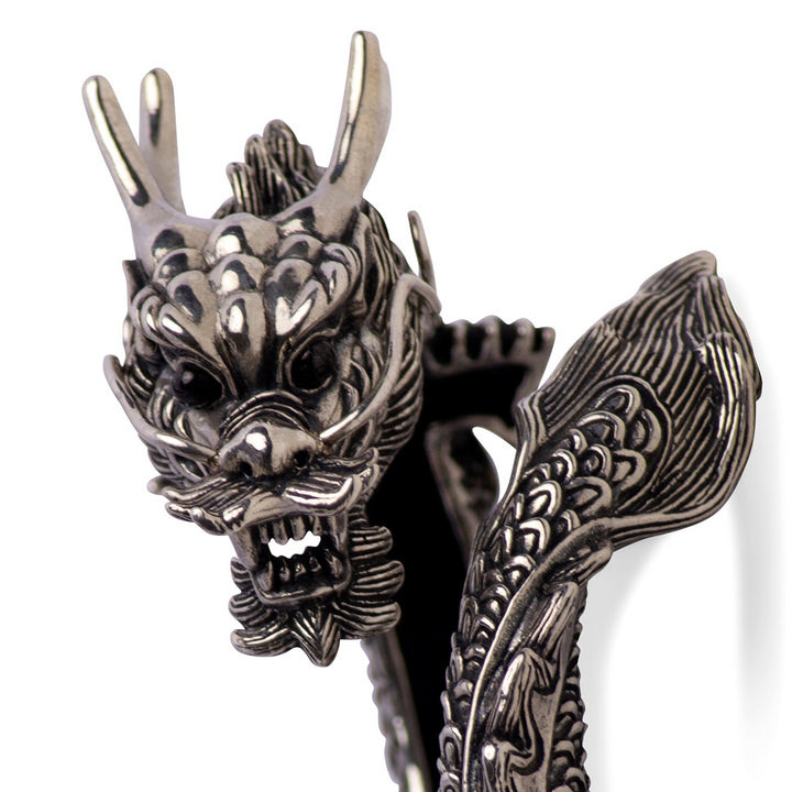 Dragon & Tail Hinged Silver Bracelet