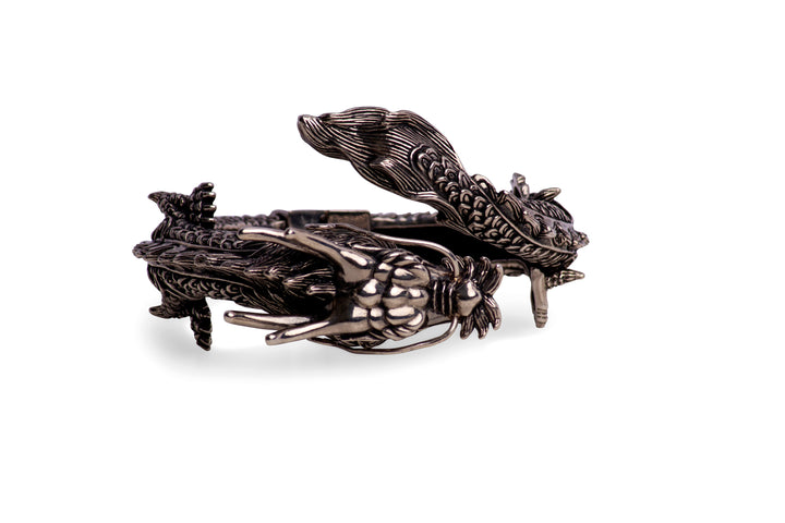 Dragon & Tail Hinged Silver Bracelet