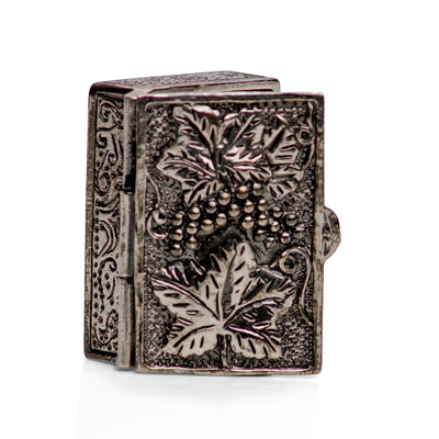 Sterling Silver Rectangle Grape Leaf and Vine Box