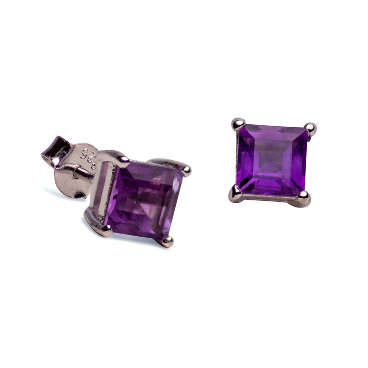 Square Cut Amethyst Earrings