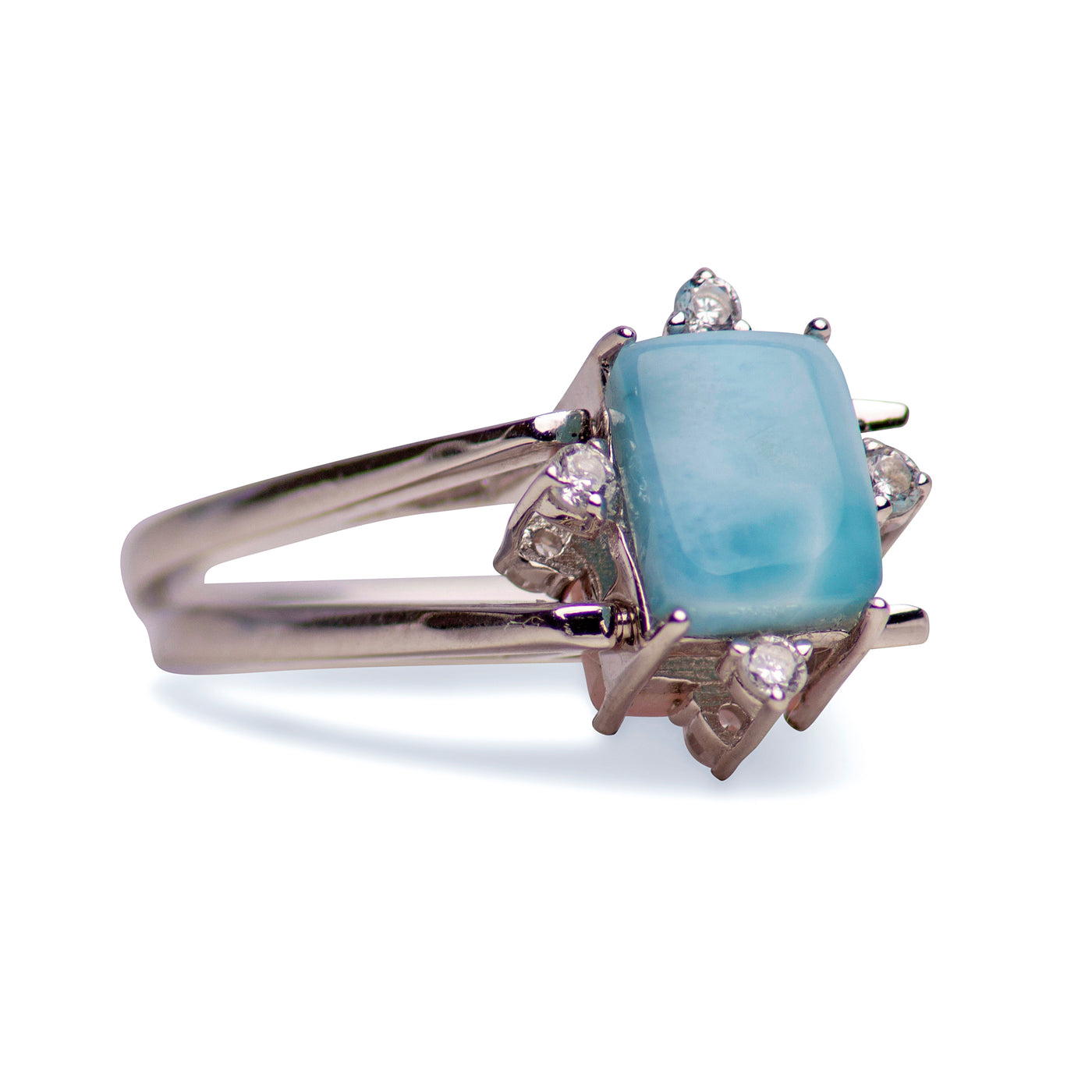 Larimar & Pink Conch Flip Ring in Silver