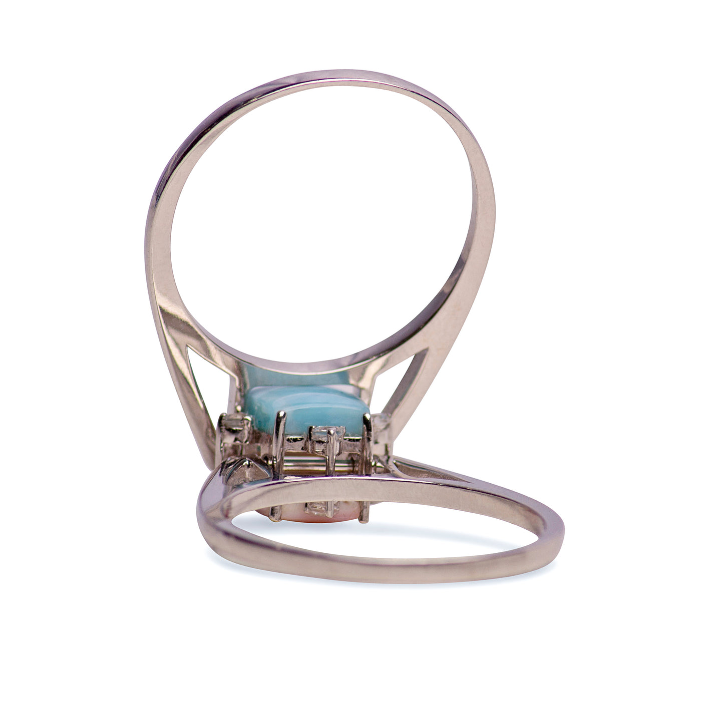 Larimar & Pink Conch Flip Ring in Silver
