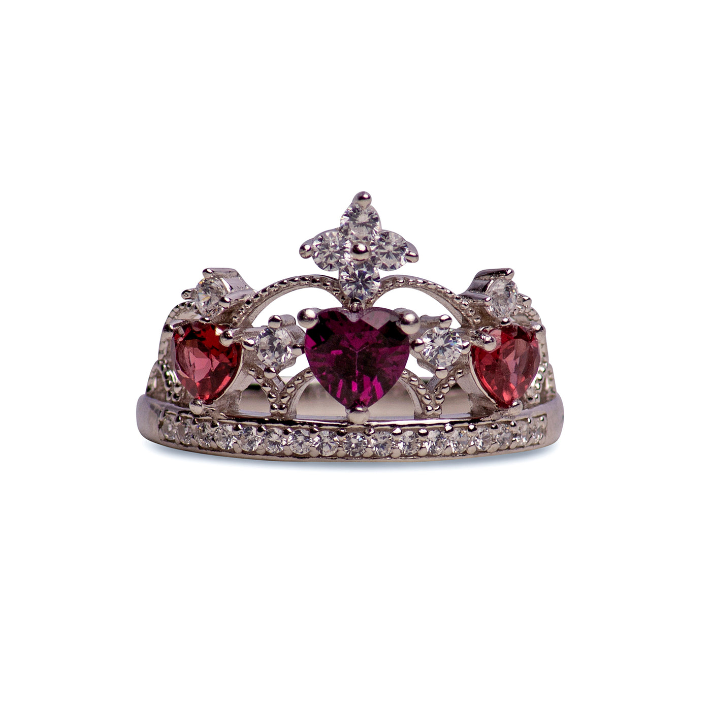 Garnet & Diamond Simulant Royal Crown Ring