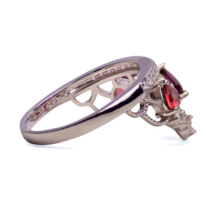 Garnet & Diamond Simulant Royal Crown Ring