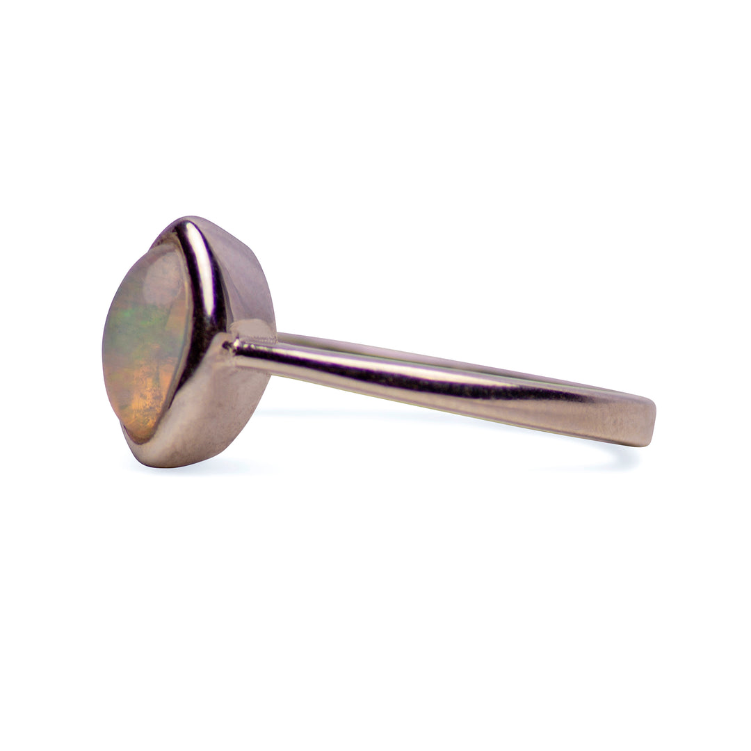Rainbow Opal Solitaire Ring