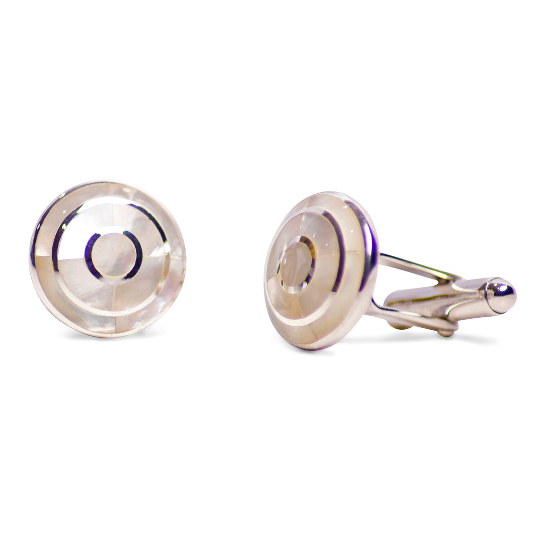 Mother of Pearl Sterling Silver Bullseye Cufflinks | SilverAndGold