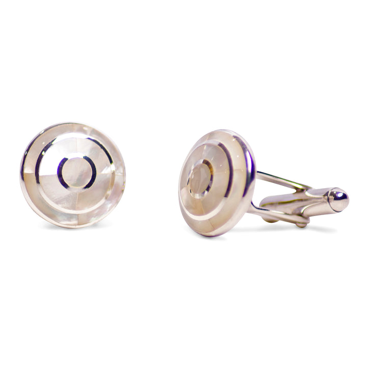 Mother of Pearl Sterling Silver Bullseye Cufflinks | SilverAndGold