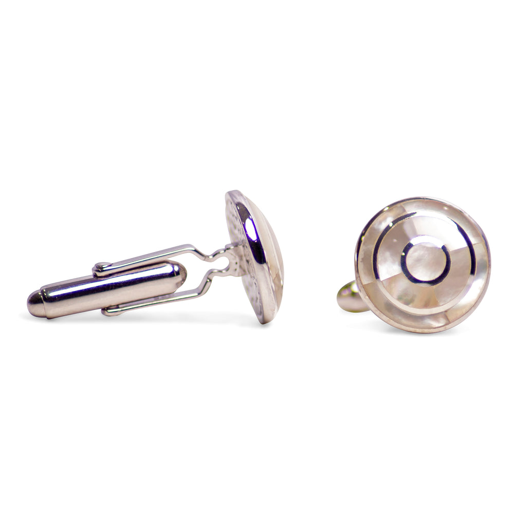 Mother of Pearl Sterling Silver Bullseye Cufflinks | SilverAndGold