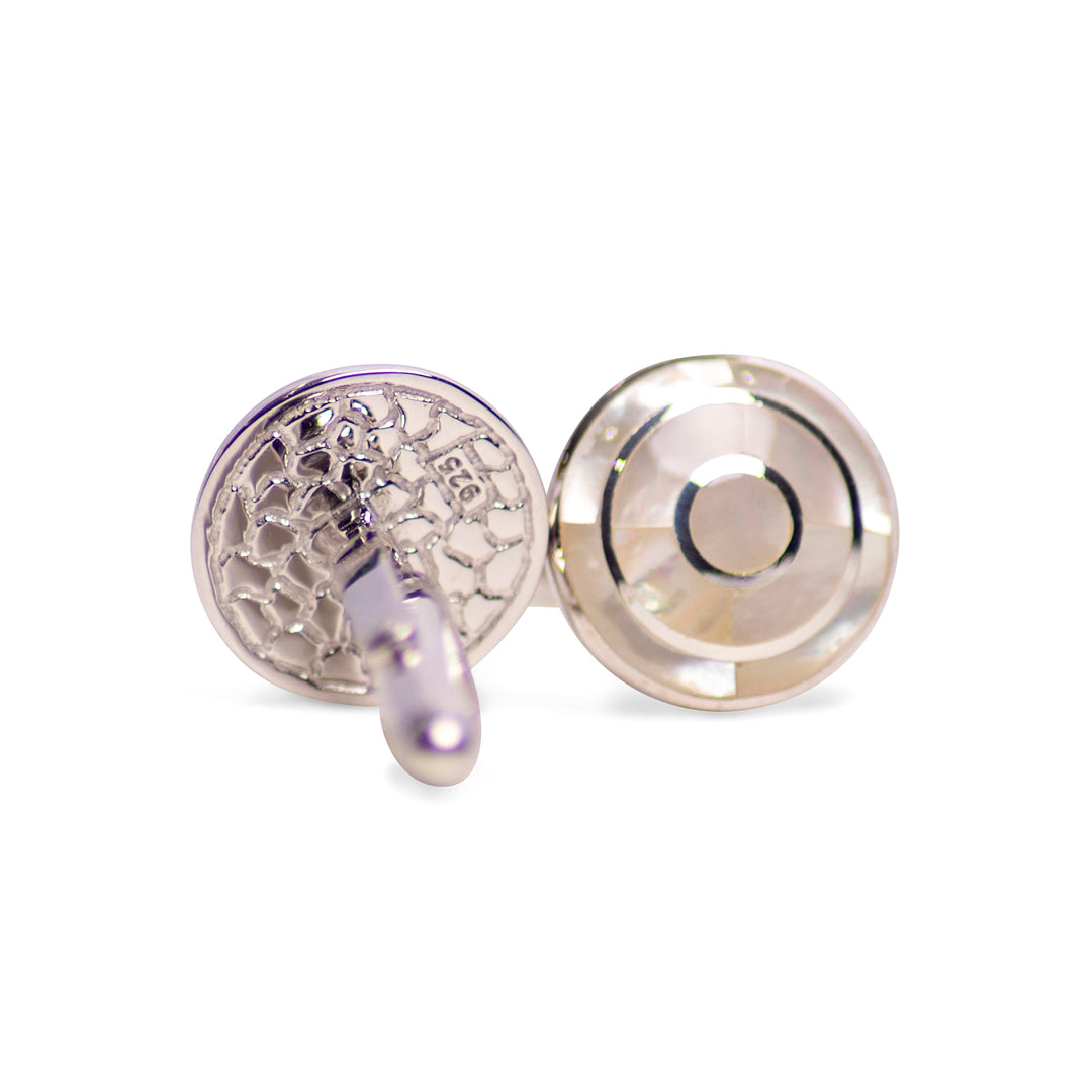 Mother of Pearl Sterling Silver Bullseye Cufflinks | SilverAndGold