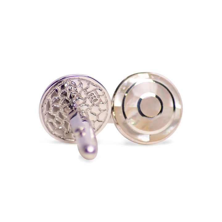 Mother of Pearl Sterling Silver Bullseye Cufflinks | SilverAndGold