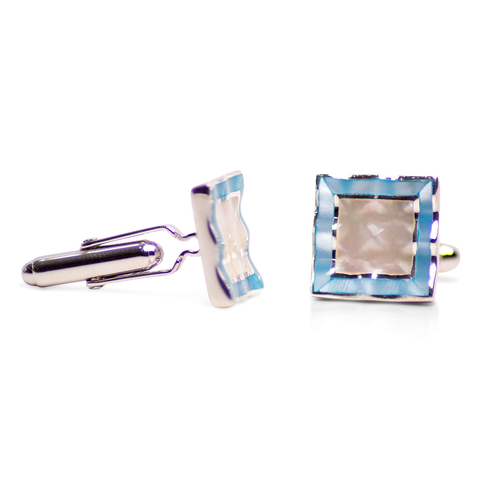 Blue & Mother of Pearl Sterling Silver Cufflinks | SilverAndGold