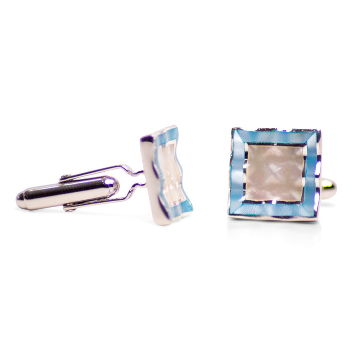 Blue & Mother of Pearl Sterling Silver Cufflinks | SilverAndGold
