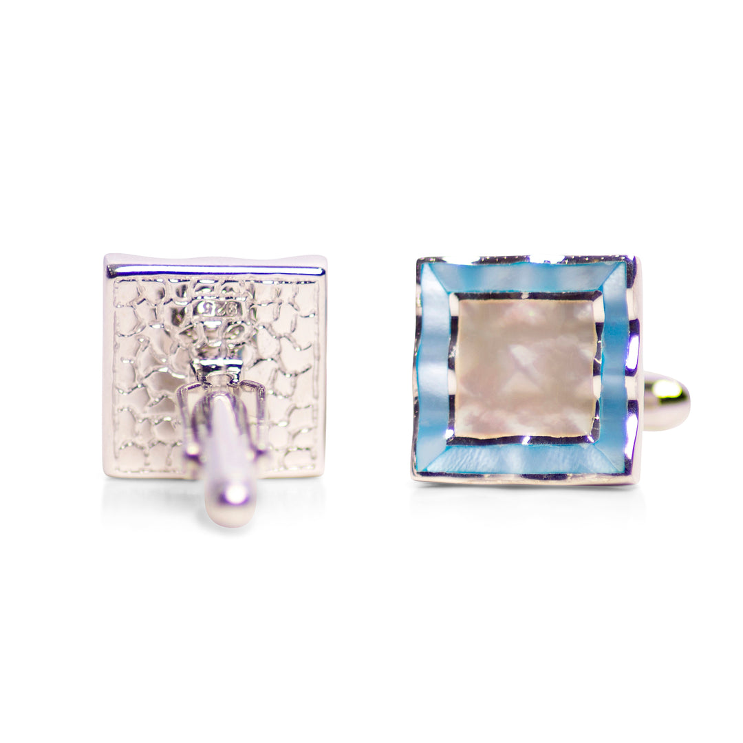Blue & Mother of Pearl Sterling Silver Cufflinks | SilverAndGold