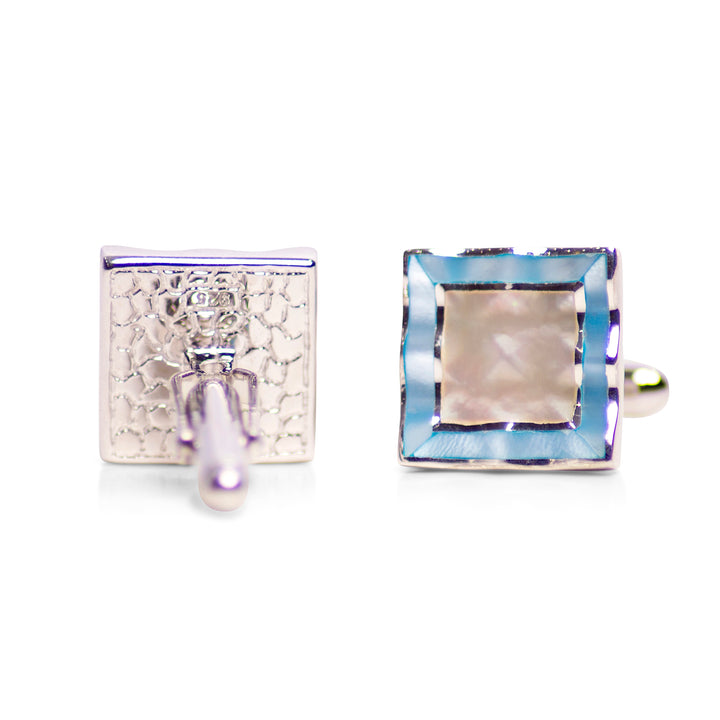 Blue & Mother of Pearl Sterling Silver Cufflinks | SilverAndGold