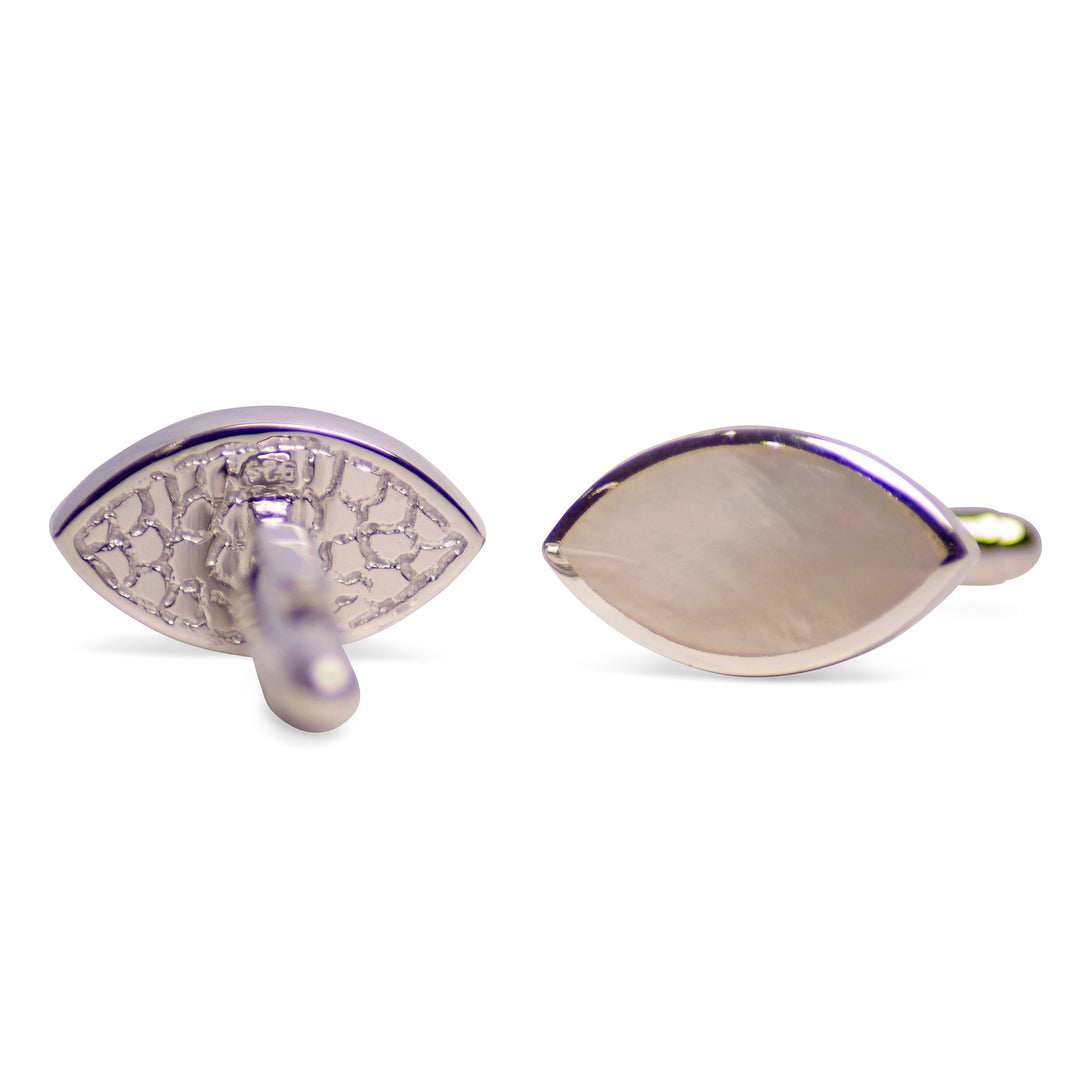 Marquise Mother of Pearl Sterling Silver Cufflinks | SilverAndGold
