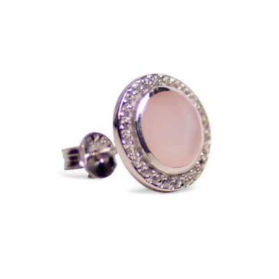 Pink Mother of Pearl Silver Earrings