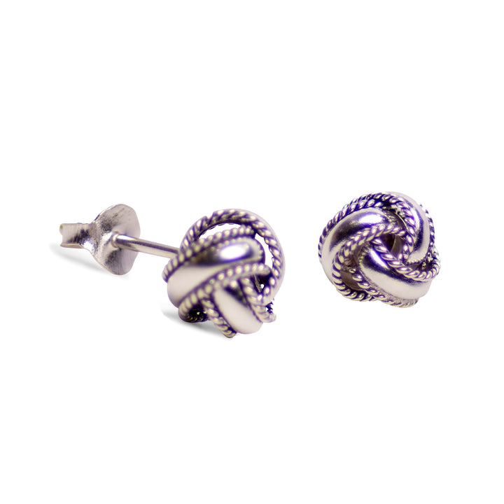 Oxidized Love Knot Silver Earrings