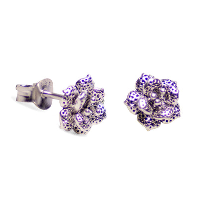 Floral Oxidized Silver Earrings